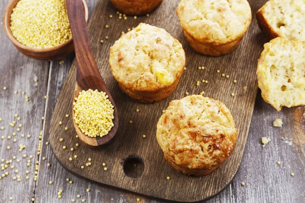 Unsweetened millet muffins — Stock Photo, Image