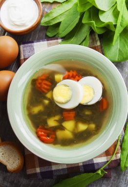 Yumurtalı kuş çorbası. 