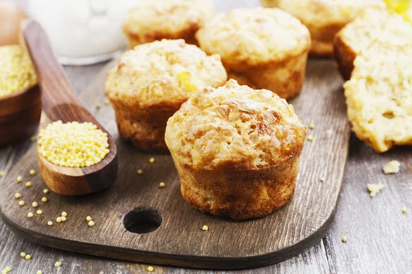 Unsweetened millet muffins — Stock Photo, Image