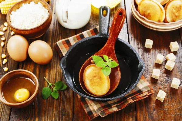 Corn pancakes on the table — Stock Photo, Image