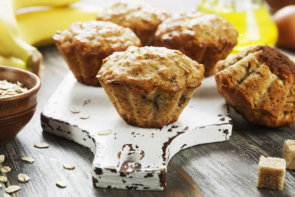 Banana muffins with oatmeal — Stock Photo, Image