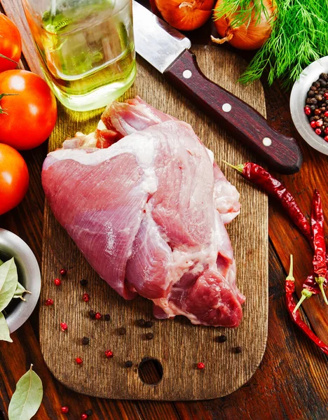 Raw Meat Pork Cutting Board — Stock Photo, Image