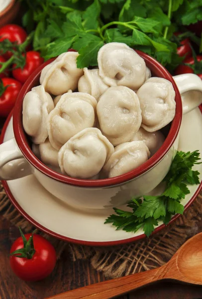 Delicious Dumplings Pot Table — Stock Photo, Image