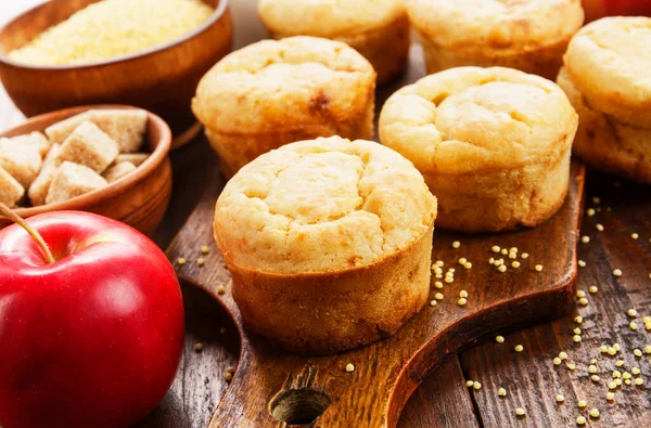 Millet Muffins Apples Table — Stock Photo, Image