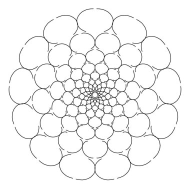 Beyaz arka planda siyah doğrusal mandala. Simetrik desen