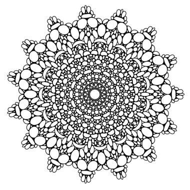 Beyaz arka planda siyah doğrusal mandala. Simetrik desen