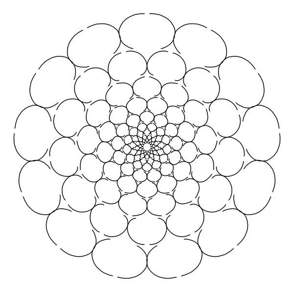 Schwarzes Lineares Mandala Auf Weißem Hintergrund Symmetrisches Muster — Stockfoto