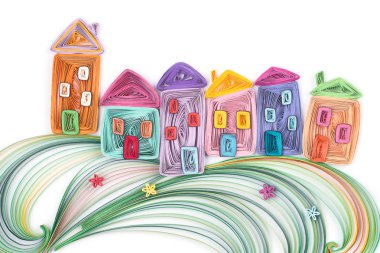 renkli evlerden quilling
