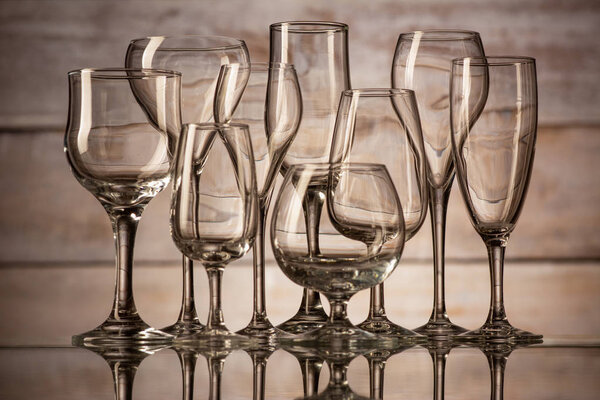 many glasses of different shapes 