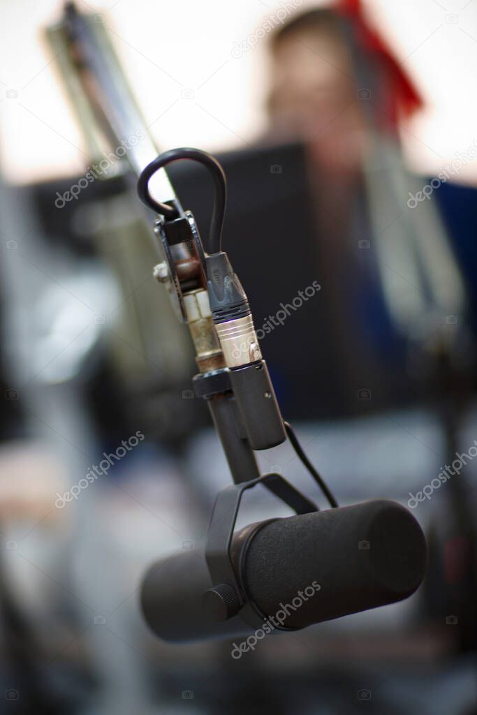 microphones for radio presenters in the radio room