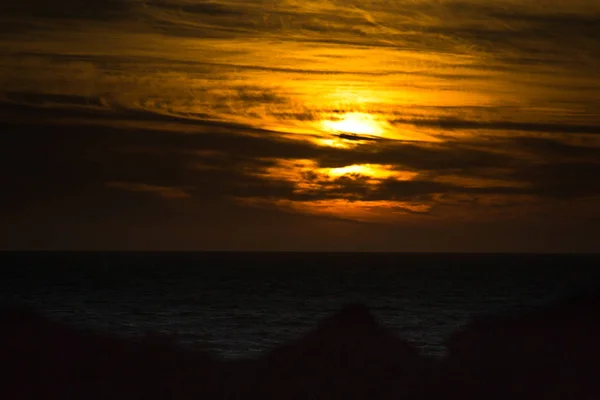 Orange Himmel Solnedgången Med Molnen — Stockfoto