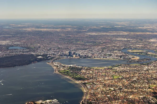 Perth Paisaje Ciudad Desde Avión — Foto de Stock