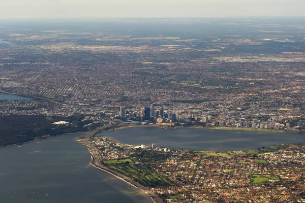 Perth Paisaje Ciudad Desde Avión — Foto de Stock