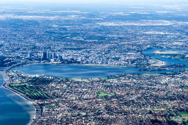 Perth Paisaje Ciudad Desde Avión — Foto de Stock
