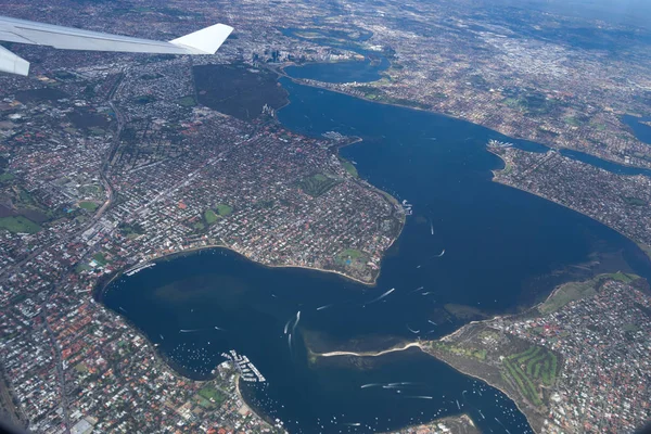 Perth Paisaje Ciudad Desde Avión — Foto de Stock