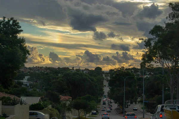 Paisagem Pôr Sol Com Vista Para Praia — Fotografia de Stock