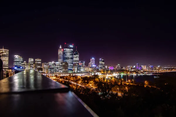 Perth Paisaje Nocturno Ciudad —  Fotos de Stock