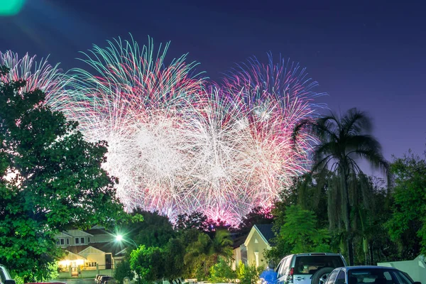 Hatalmas Tűzijáték Táj Felett Dél Perth — Stock Fotó