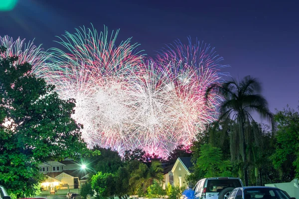 Paisagem Fogos Artifício Enorme Sobre Perth Sul — Fotografia de Stock