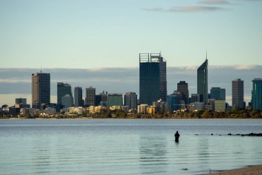 Perth ve Swan river Cityscape