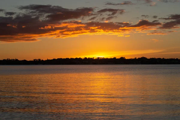 Gün batımında kuğu nehir manzara