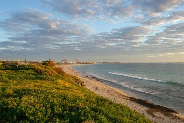 Perth kıyı şeridi günbatımı plaj ve çim
