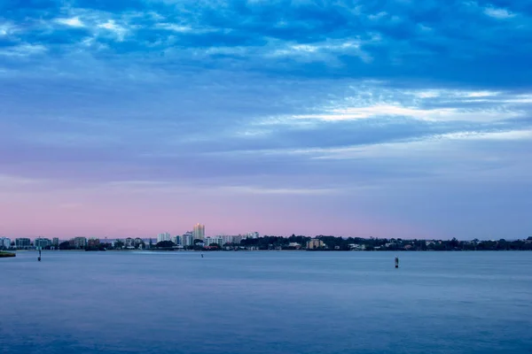 Blue Boat House Perth Coucher Soleil Nuageux — Photo