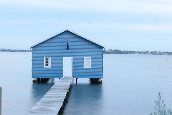 Blue Boat House Perth Pochmurny Zachód Słońca — Zdjęcie stockowe