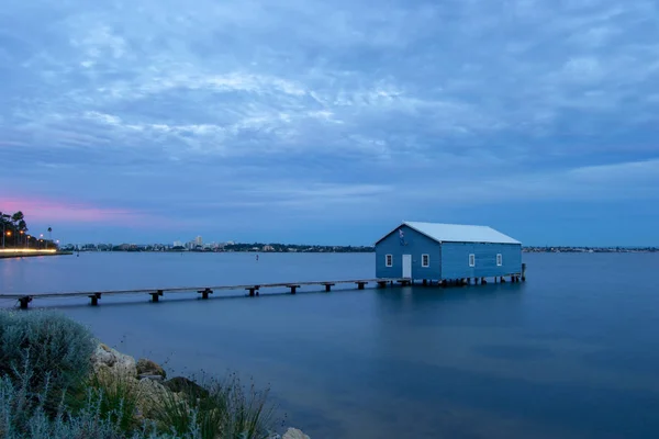 Blue Boat House Perth Pochmurny Zachód Słońca — Zdjęcie stockowe