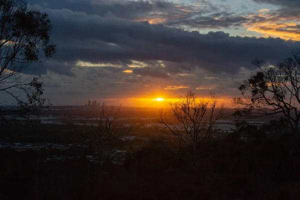 Naplemente Táj Mundaring Perth Város Láthatáron — Stock Fotó