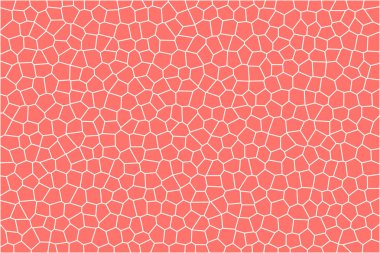 Yıl 2019 Mercan rengi yaşayan. Mozaik çini doku soyut. Mercan arka plan üzerinde beyaz hücreleri. Geometrik Çokgen şekiller ızgara desen.