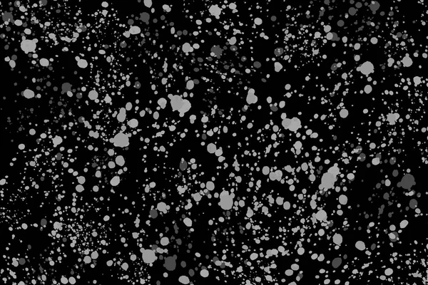 Graue Zufällige Runde Farbspritzer Auf Schwarzem Hintergrund Monochrom Getupftes Muster — Stockfoto