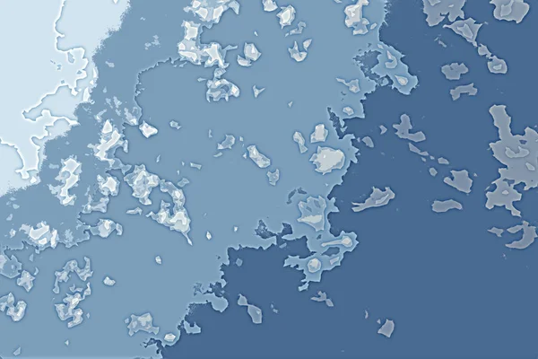 白と青の背景のテクスチャです 北の海岸線 抽象的なマップ ファンタジーの惑星の表面 鳥瞰図 — ストック写真