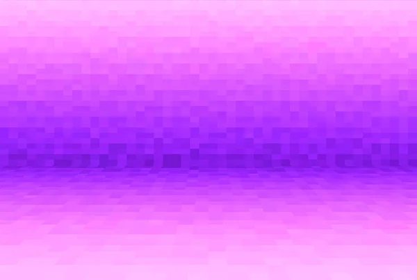 Abstract violet and pink gradient background. Pixel square blocks. Mosaic pattern. Planes in angle perspective. Empty space with wall and floor, scene