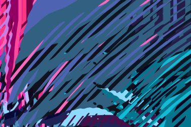 Modern arka plan. Yaratıcı renkli formları ve şekiller. Geometrik desen. Yeşil, mavi ve mor parlak grafik doku.