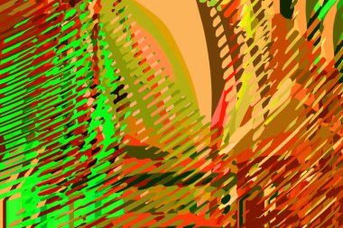 Modern arka plan. Yaratıcı renkli formları ve şekiller. Geometrik desen. Yeşil, turuncu ve sarı renkli parlak grafik doku.