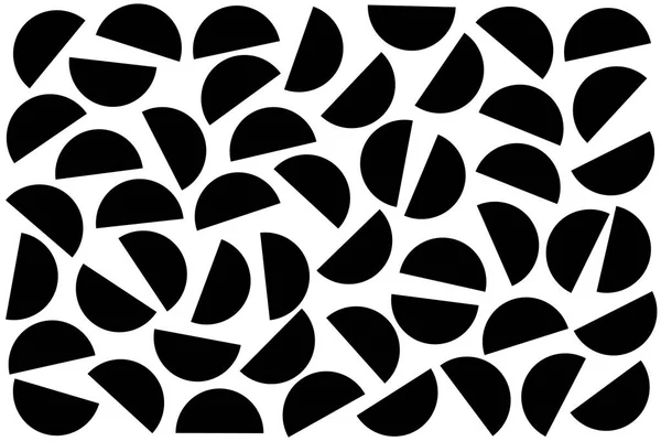 白い背景に黒いランダムな半円 ファブリックプリント テキスタイル 装飾のためのレトロなスタイルで抽象的な幾何学的形状パターン — ストック写真