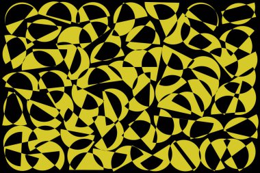 Haki ve siyah rasgele yarım daireler arka plan. Kumaş baskı, tekstil, dekor için retro tarzı soyut geometrik şekiller desen.