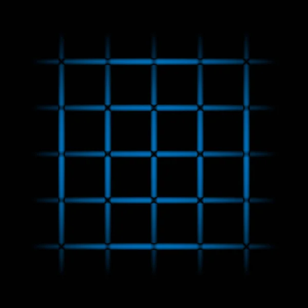 Blauwe Fading Neon Lichtelementen Grid Zwarte Achtergrond Futuristische Abstracte Patroon — Stockvector