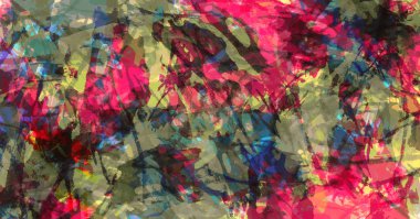 Soyut sanat arka planı. Renkli grunge doku. Boya fırça darbeleri. Boya sıçramaları. Modern resim. Çağdaş sanat.