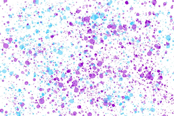 ネオンシアンと紫のランダムな丸い塗料は 白い背景に飛び散ります ウェブデザイン ウェブサイト プレゼンテーション デジタル印刷 ファッション コンセプトデザインのための抽象的なカラフルなテクスチャ — ストック写真