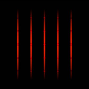 3d kırmızı solma neon ışık elemanları, dikey çizgiler ve siyah arka plan üzerinde nokta. Fütüristik soyut desen. Doku web tasarımı, web sitesi, sunumlar, dijital baskı, moda, konsept tasarım için. Eps 10.