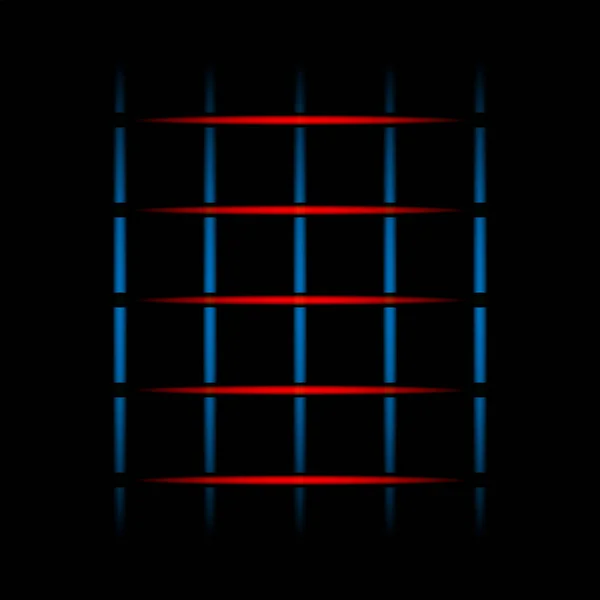 Blå Och Röd Blekning Neonljus Element Linjer Prickar Rutnät Svart — Stock vektor