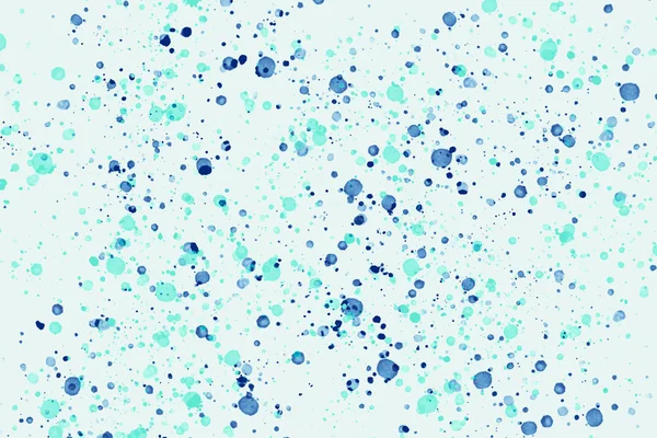Pintura Redonda Aleatória Ciano Azul Espirra Fundo Azul Claro Textura — Fotografia de Stock