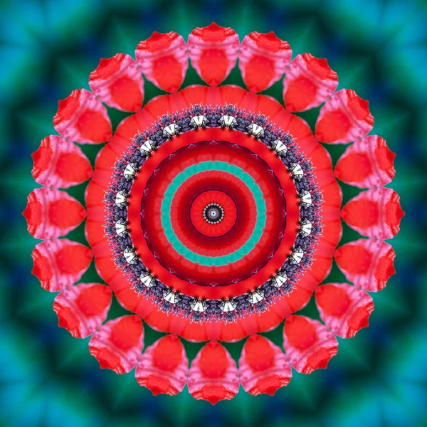 Blommigt Kalejdoskopiskt Mönster Blomma Geometrisk Prydnad Mandala Abstrakt Bakgrund — Stockfoto