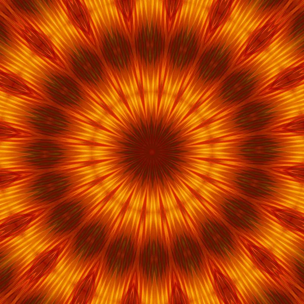 Neon Circle Background Red Yellow Tones Kaleidoscopic Pattern Futuristic Mandala — Stock Photo, Image