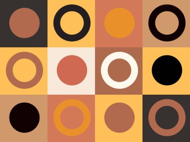 Terracotta 'da modern geometrik şekiller, kare ve dairelerle siyah ve beyaz tonlar. Minimalist dünya renkleri İskandinav tarzında tasarlandı. Eps 10