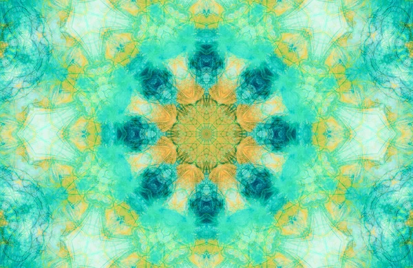 Vivid Geometric Fractal Texture Yellow Green Tones Contemporary Tribal Composition — Stock Photo, Image