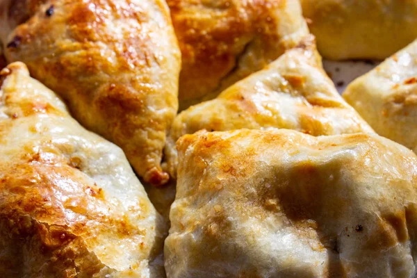 Işık arka plan üzerinde lezzetli samosas ile kase