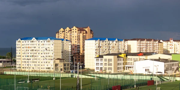 Residential high-rise buildings against the sky